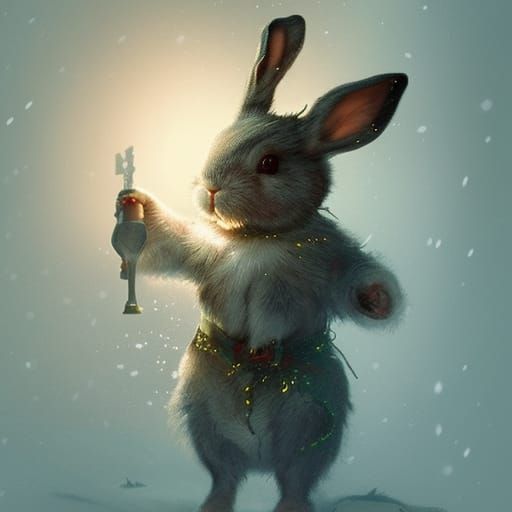 Festive Christmas Bunny Concept Art in 8K