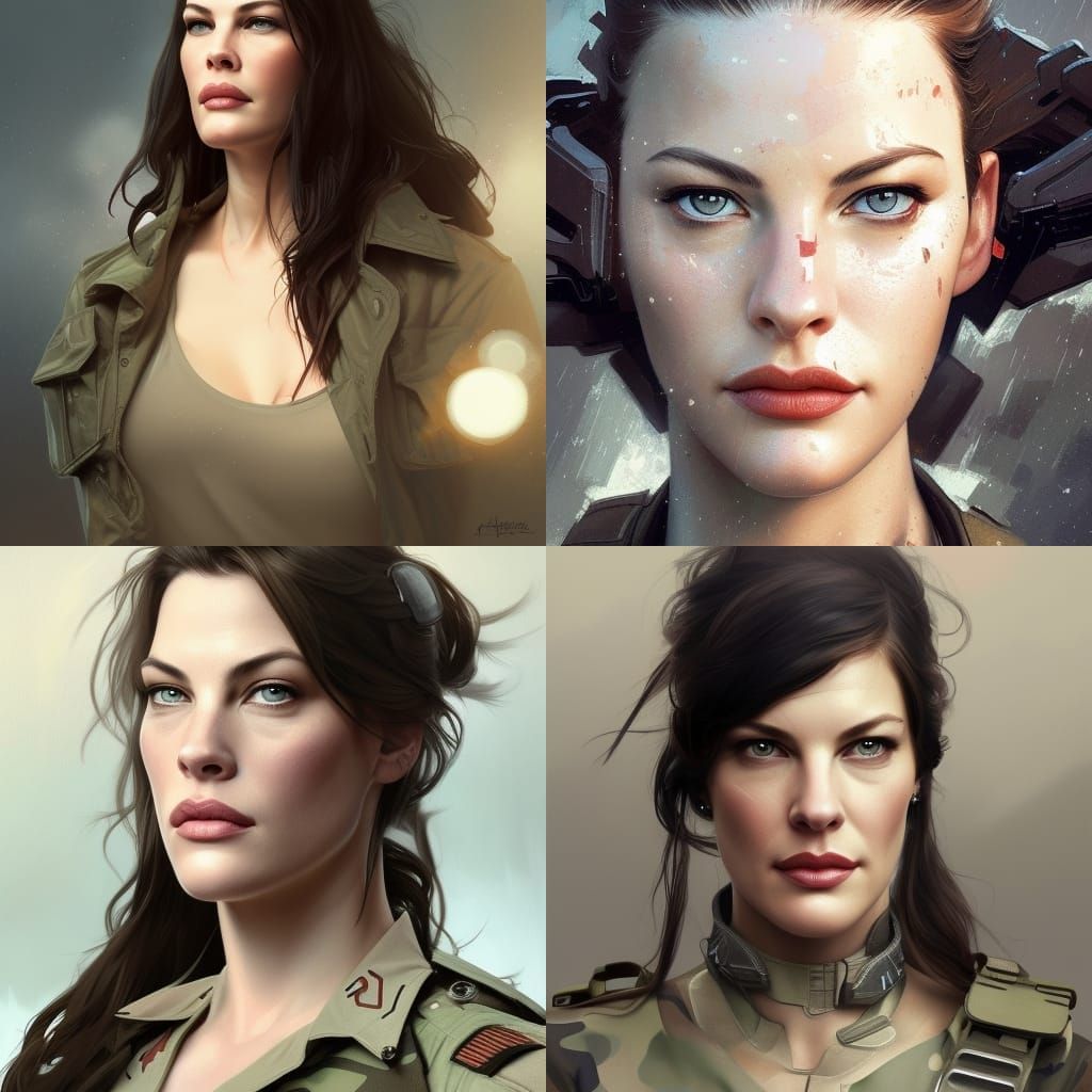 Female Soldier Portrait in Modern Style