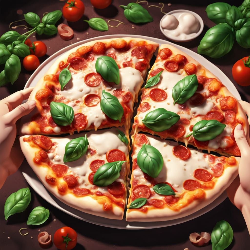 Person Holding Pizza in Comic Book Style