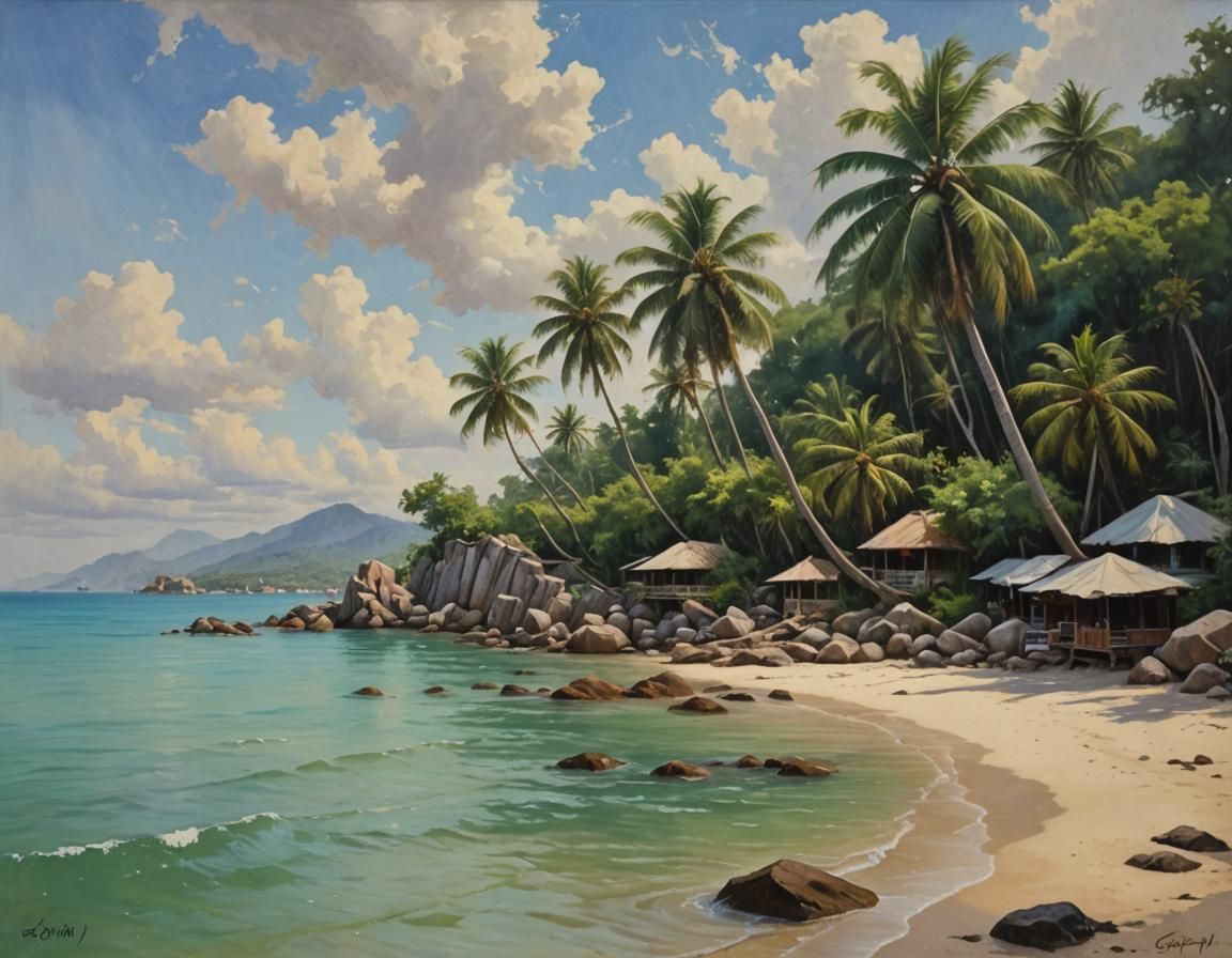 Samui Island Oil Painting in Gurney Style