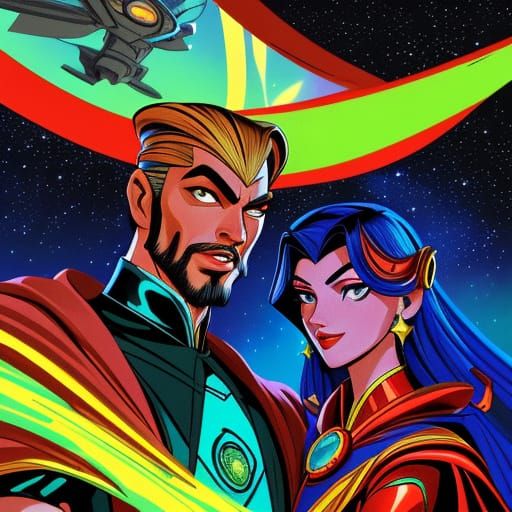 Retro Sci-Fi Honeymooners in Cosmic Bliss