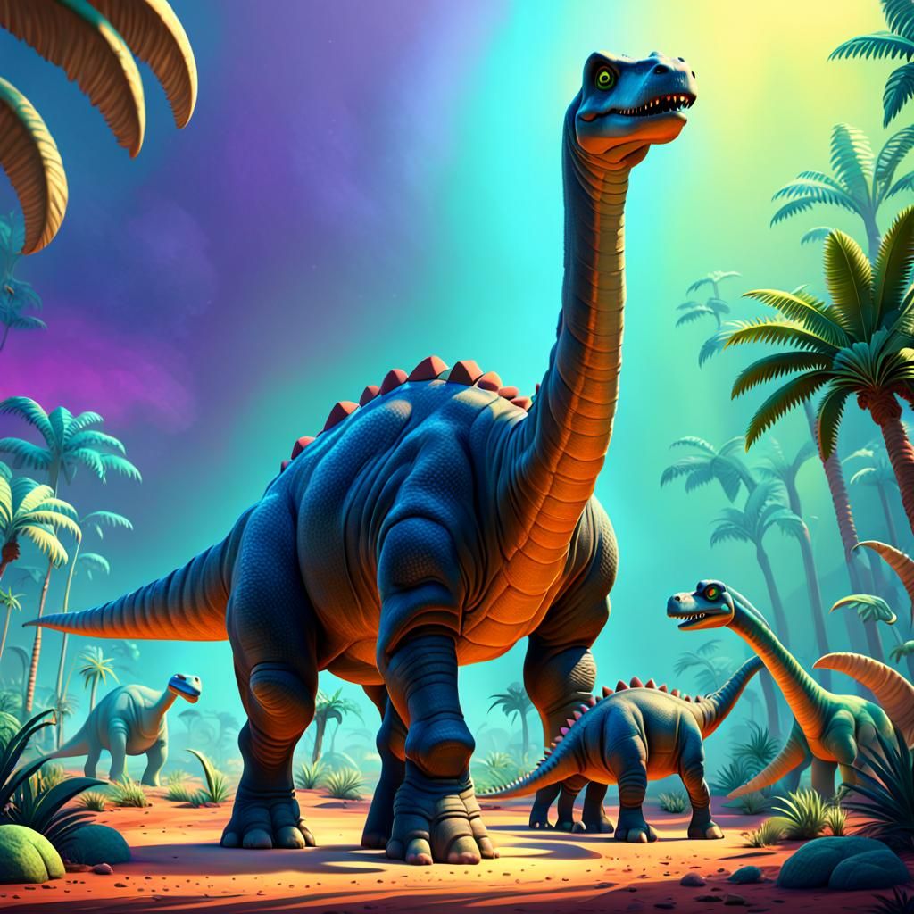 Mother Brontosaurus in Pixar-Style 3D Digital Art