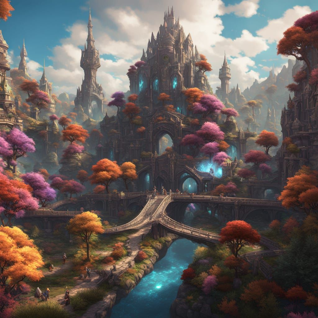 Futuristic City Inside a Crystal Geode with Nebula Sky