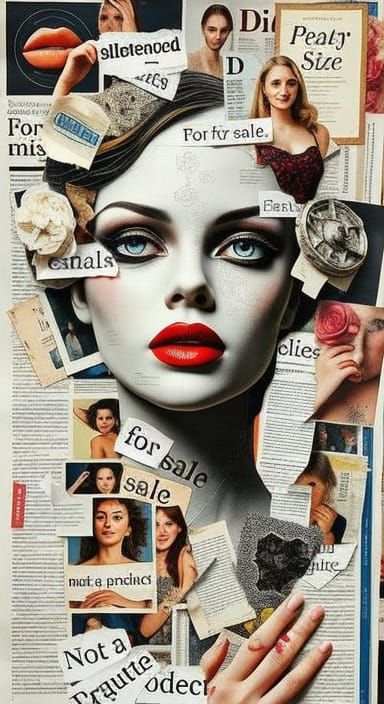 Pop Art Collage of Woman with Magazine Clippings