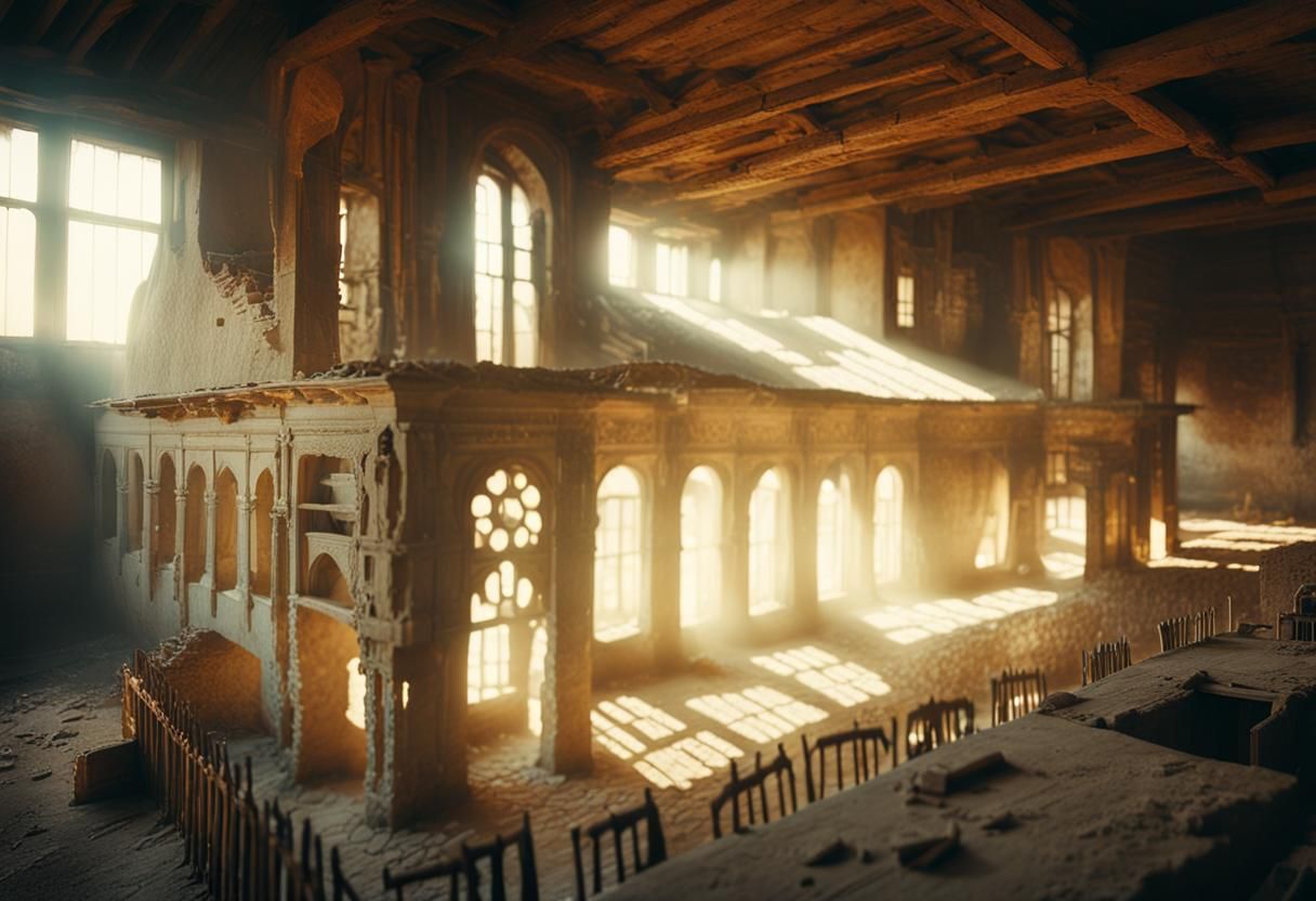 Ukrainian Steppe Ancient Building in Cinematic Light
