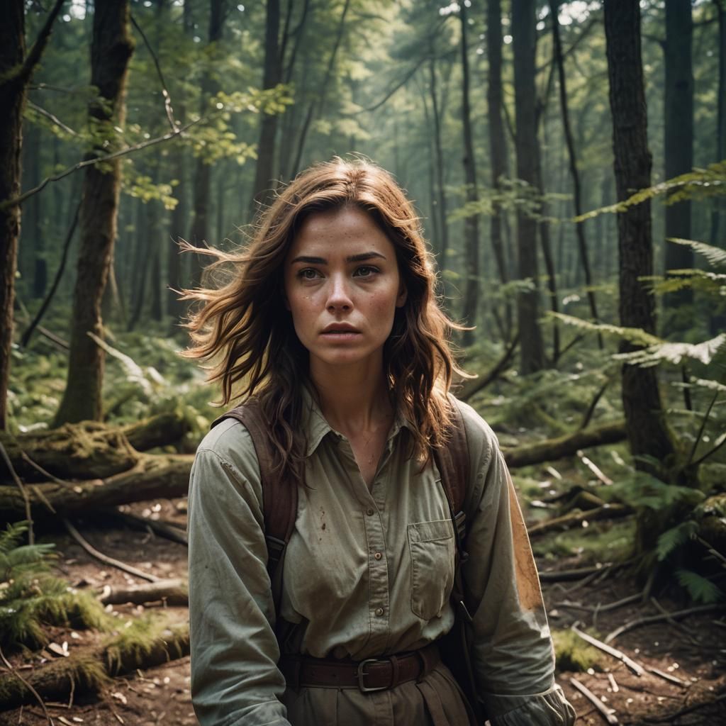 Girl with Brown Hair on Throne: Cinematic Portrait