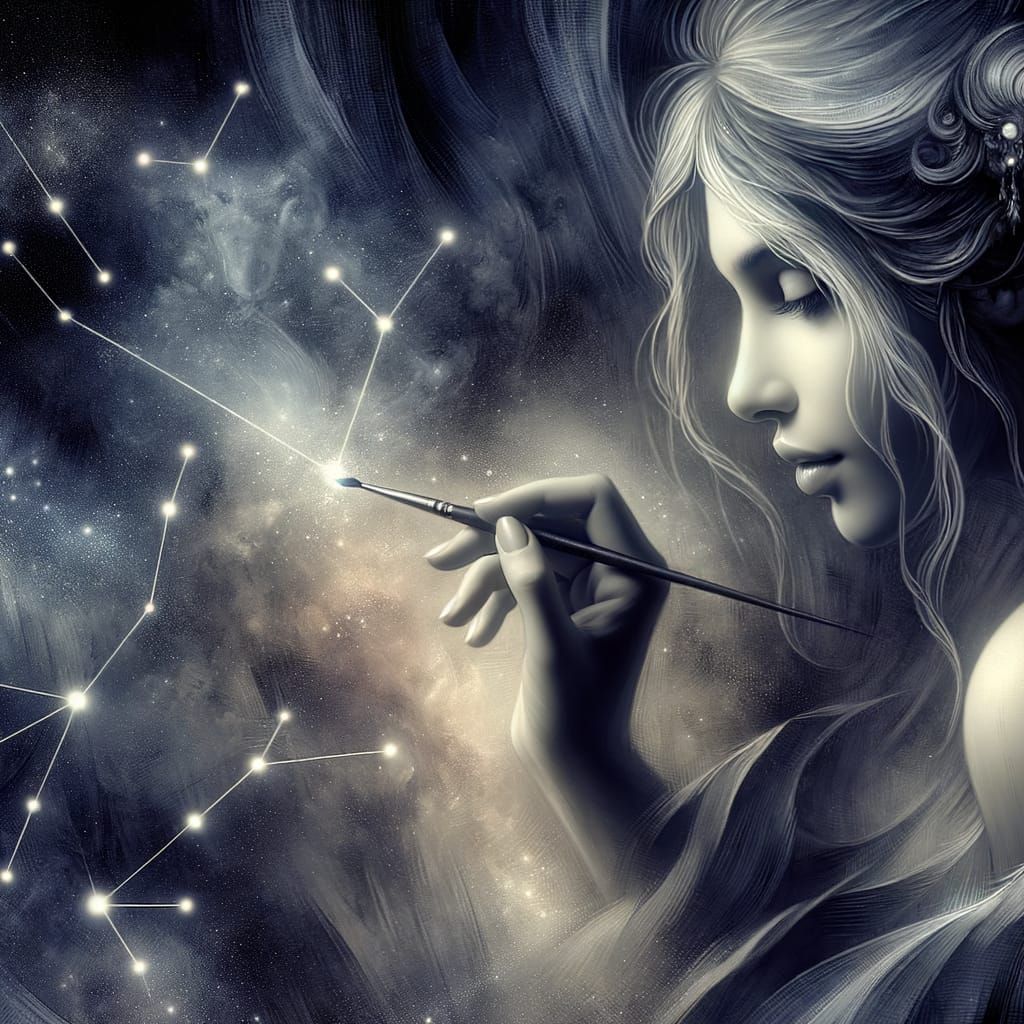 Fairy Creates Heart Constellation in Ethereal Sky