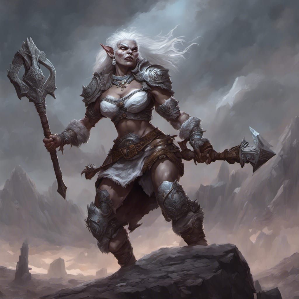 Orc-Dwarf Bard in Dark Fantasy Style