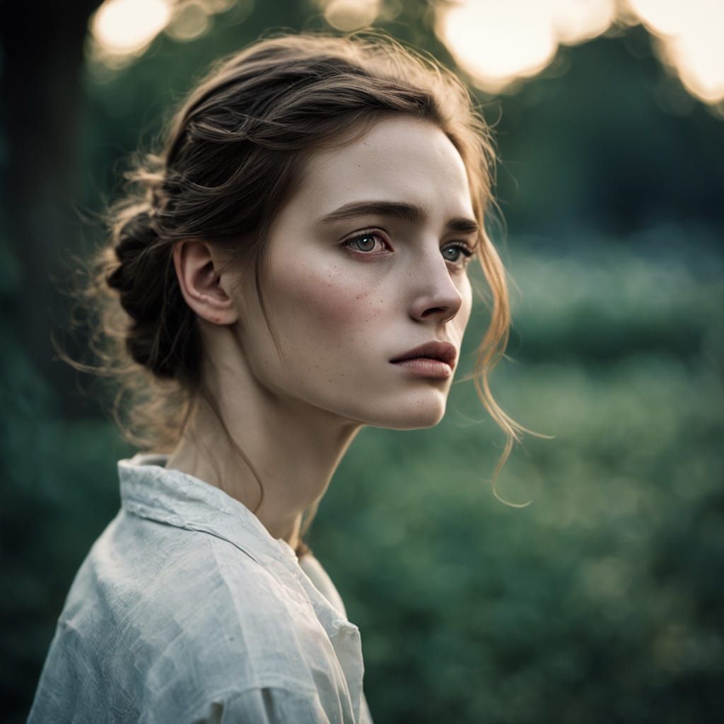 Melancholic Woman in Golden Hour