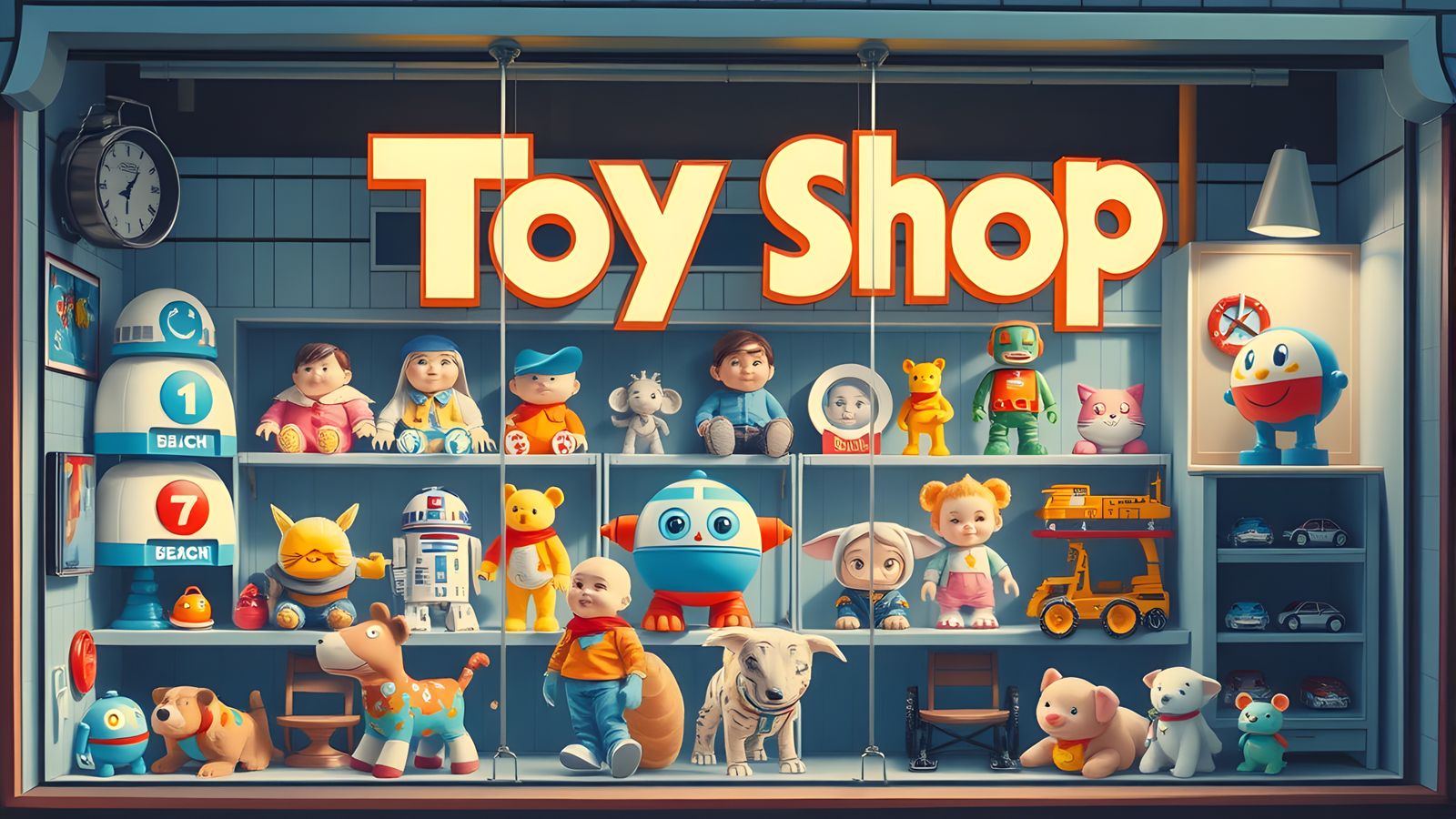 Futuristic Toy Shop Window Display by James Gurney