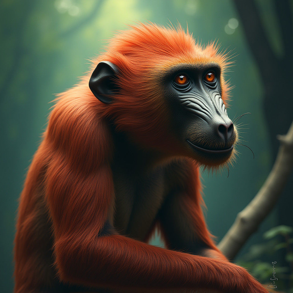 Baboon's Intense Enjoyment in Detailed Matte Painting