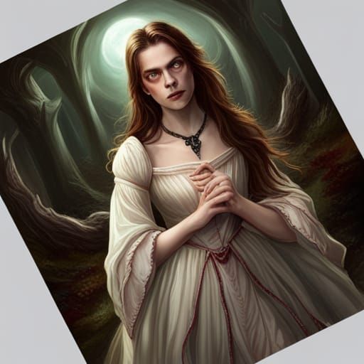 Gothic Vampire Lady Portrait in Fantasy Art Style