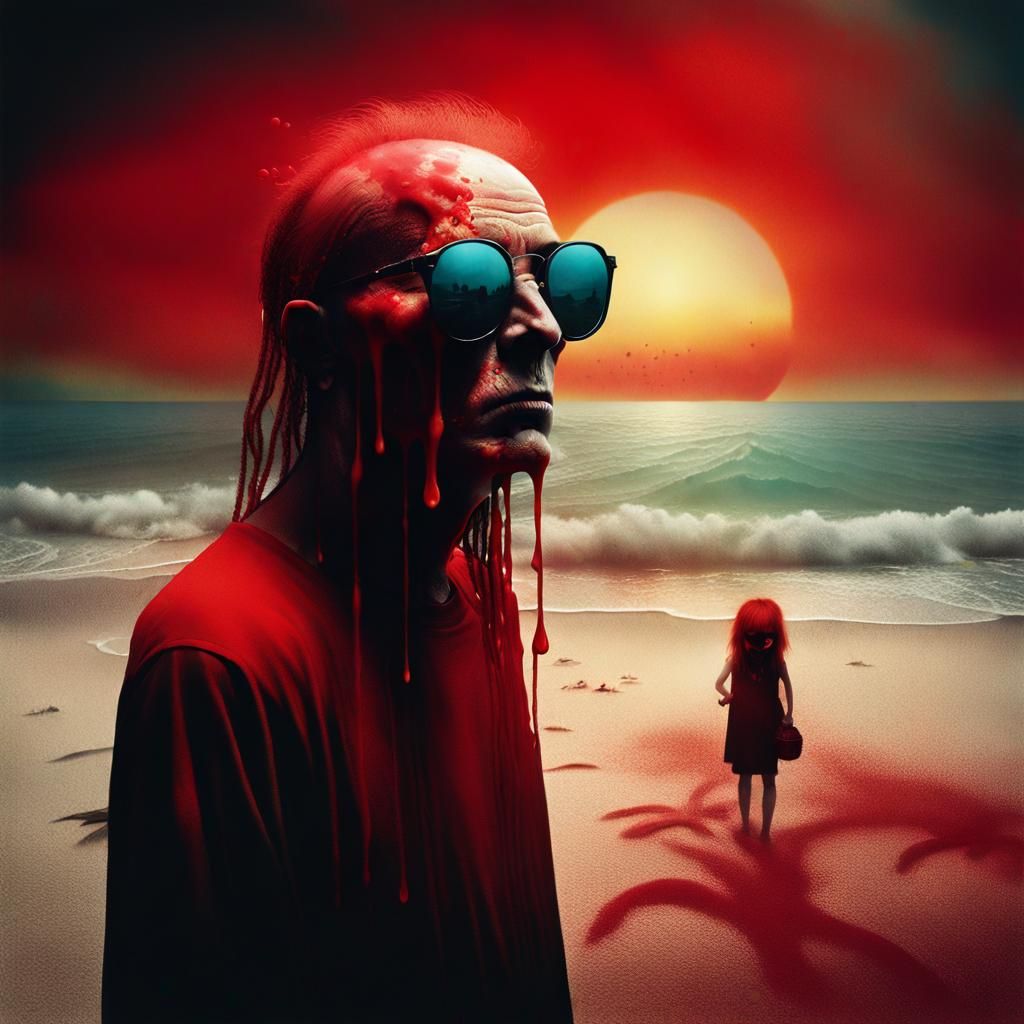 Surreal Beach Scene in Vivid Colors