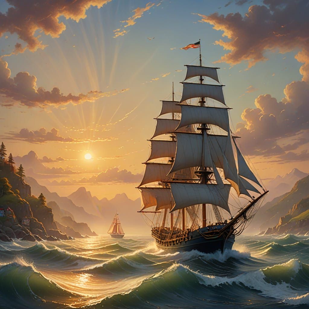Sailor's Homecoming: Ethereal Fantasy in Kinkade Style