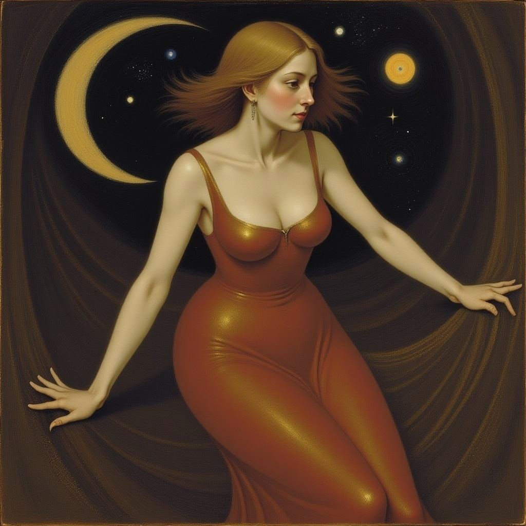 Surrealist Space Goddess in Baroque Style