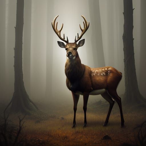Mystical Deer in Forest: Wildlife Photography