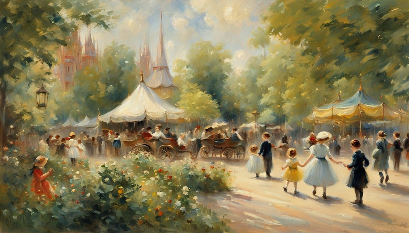 Joyful Children at Play in a Colorful Amusement Park