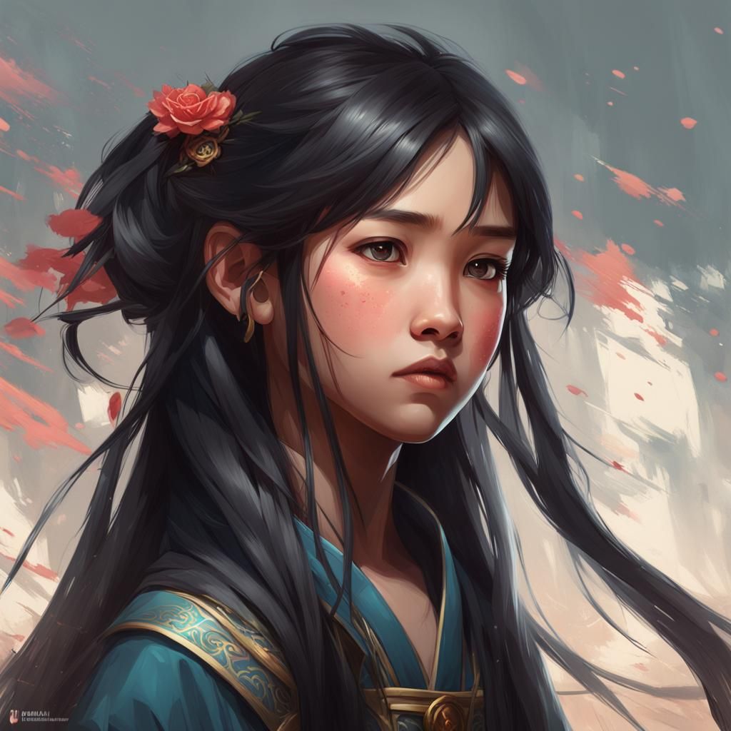 Detailed Portrait of Young Chinese Girl