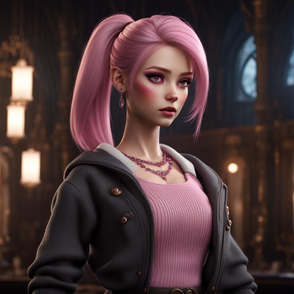 Detailed Porcelain Doll in Unreal Engine 5 Style