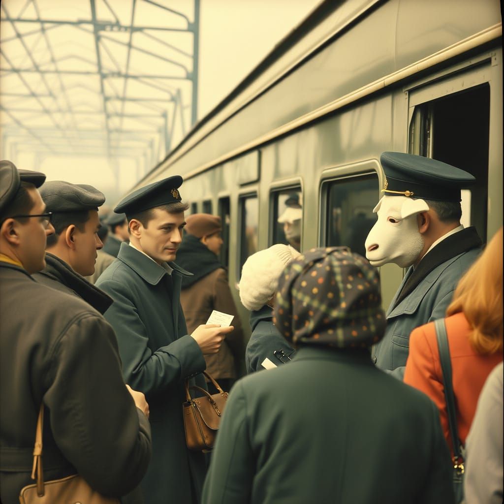 Soviet Era Train Station, Lamb Mask Conductor