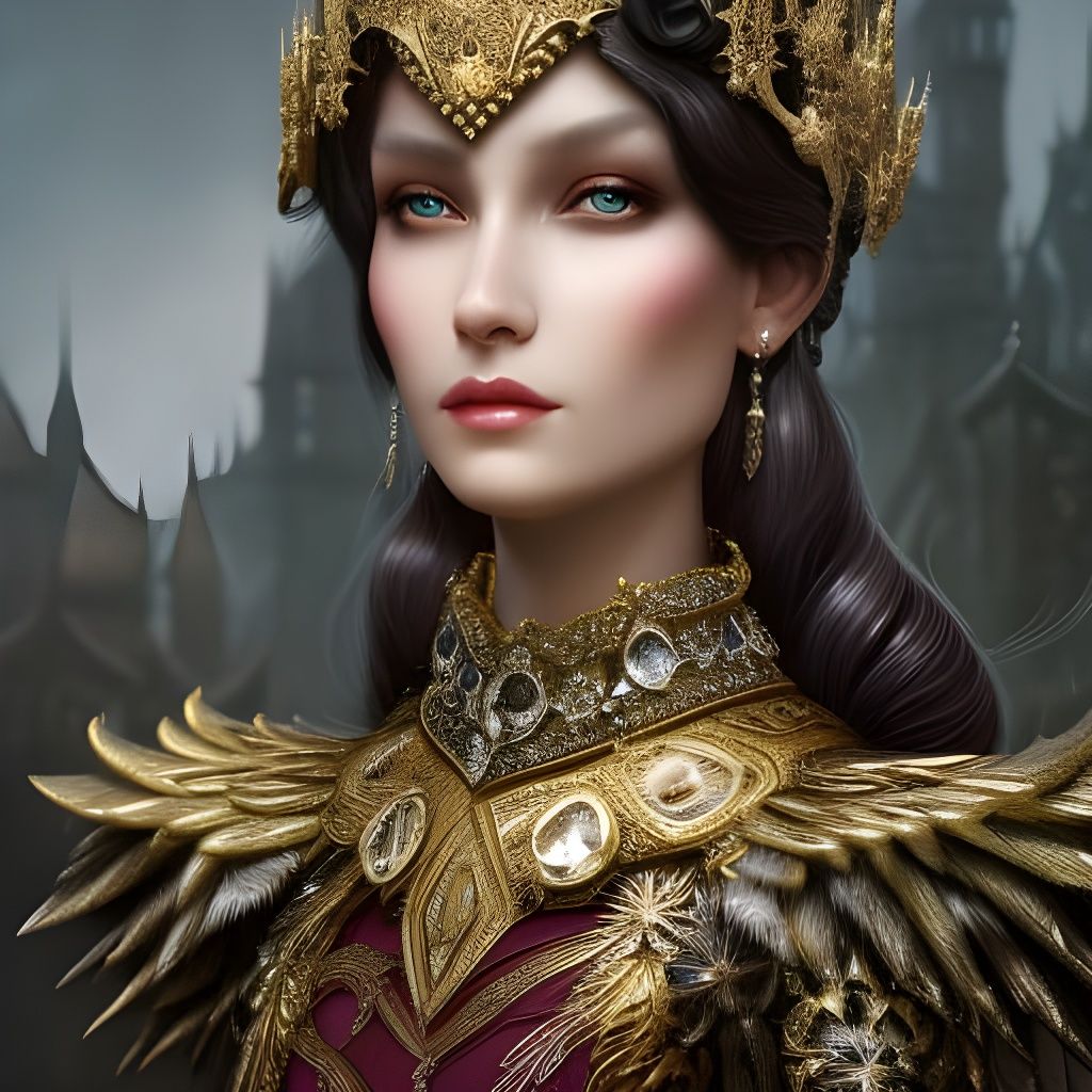 Gothic Fairytale Humanoid in Rococo Armour: Digital Portrait