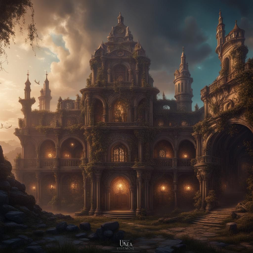 Detailed Painting of a Portuguese Quinta