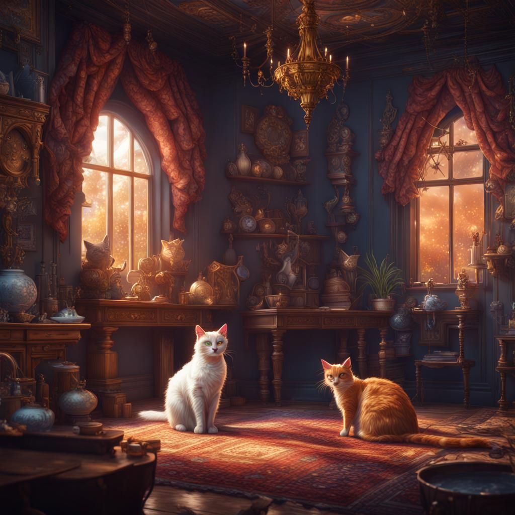 Cats in Detailed Pixel Art Style