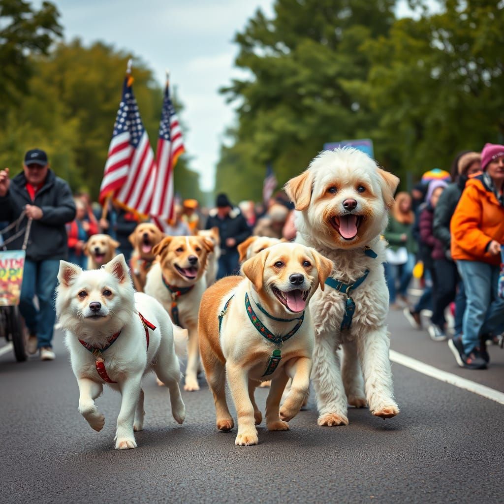 Cute Pets Marching in a Joyful Parade