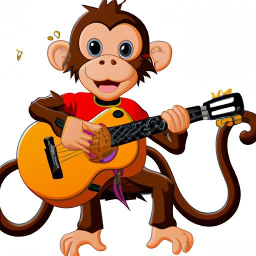 Monkey Rocking Out on Guitar