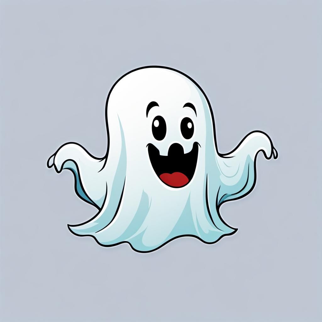Cute Cartoon Ghost Says Boo