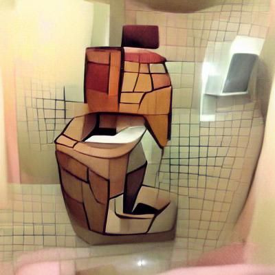 Cubist Style Toilet Rendering