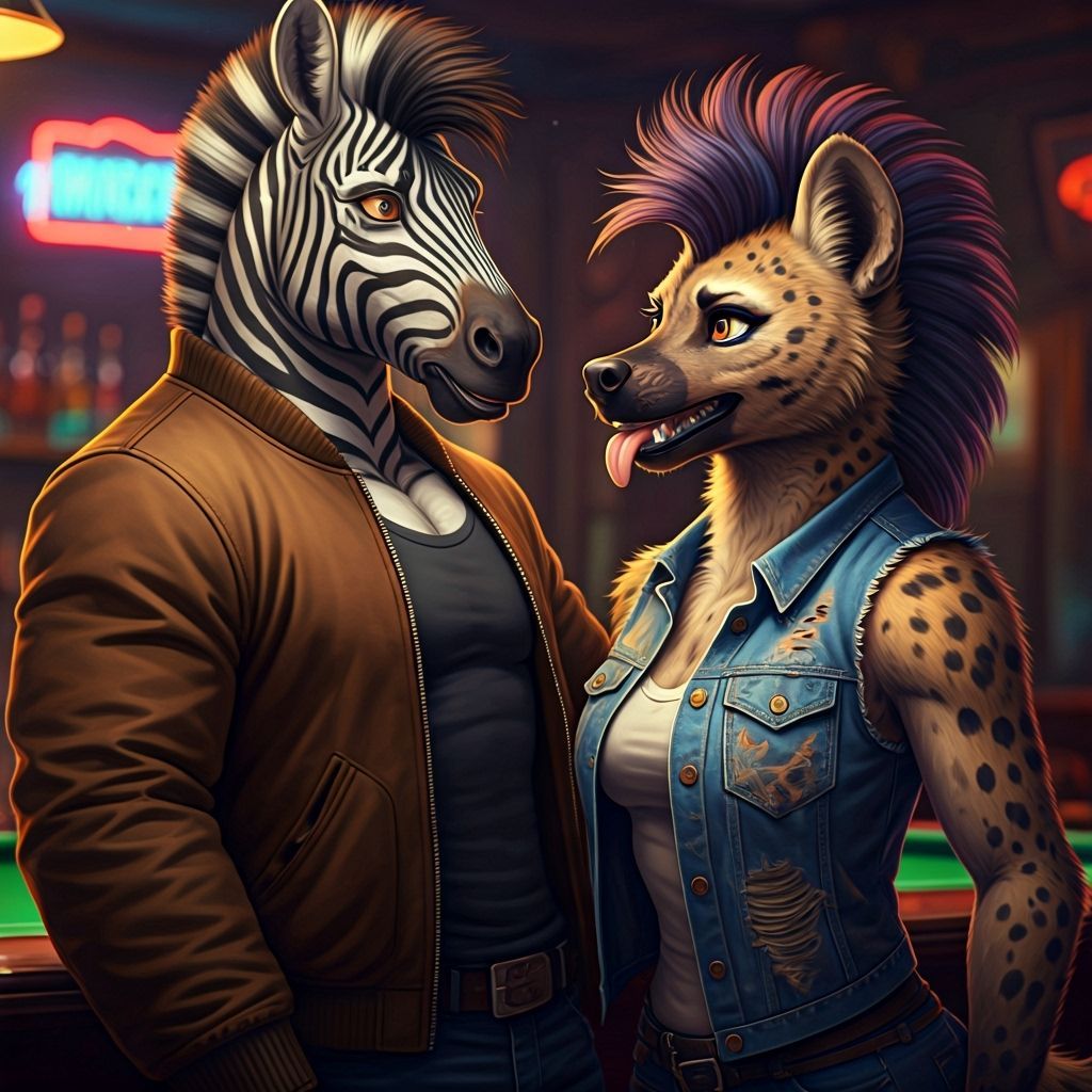 Hyena and Zebra: Romantic Opposites Attract in Dive Bar