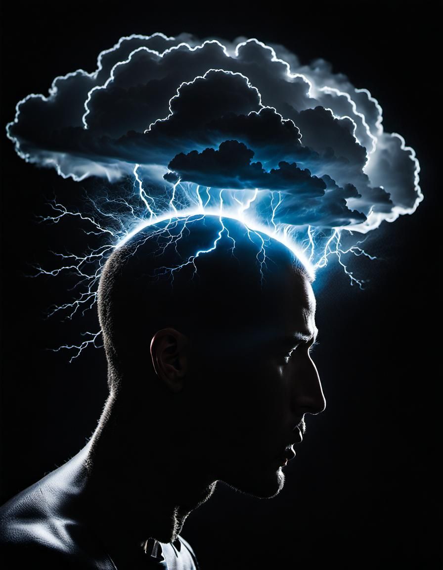 Double Exposure Art: Storm Inside Man's Head