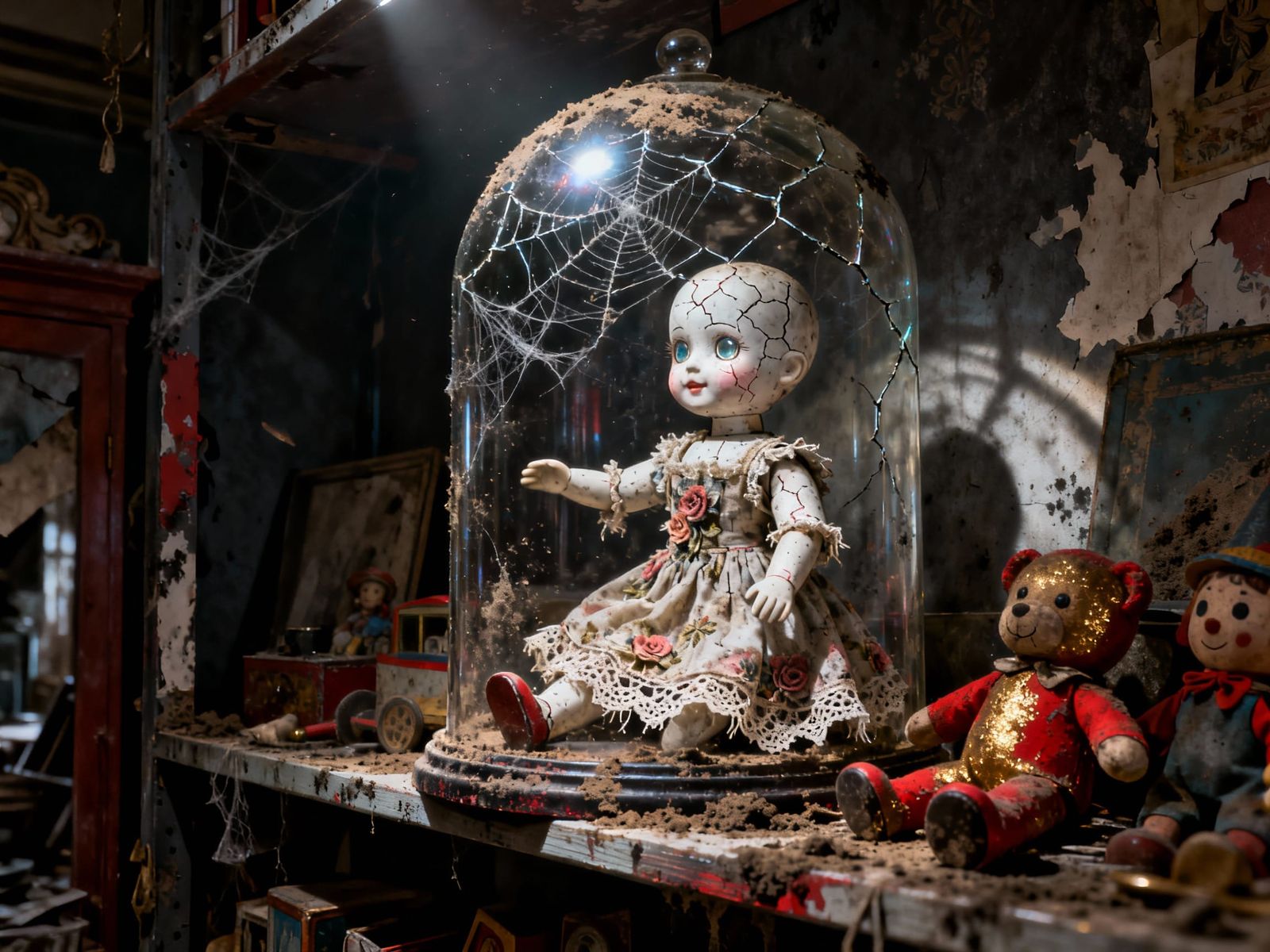 Haunted Porcelain Doll Dancing Under Glass Dome