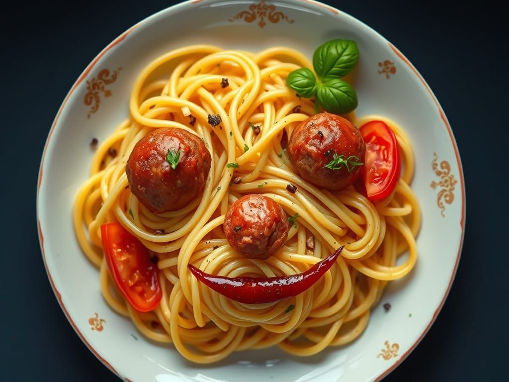 Pasta Masterpiece in Matte Painting Style