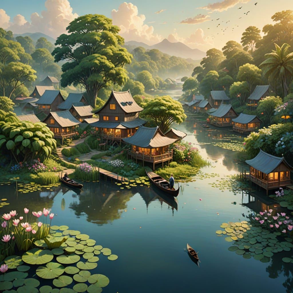Ethereal Eco-Friendly Village Floats Above Lush Waters