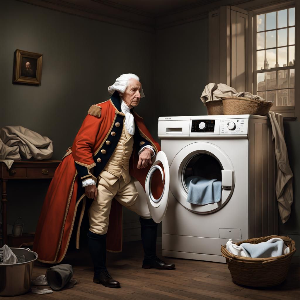 Washington at the Washing Machine: Humorous Photorealistic A...