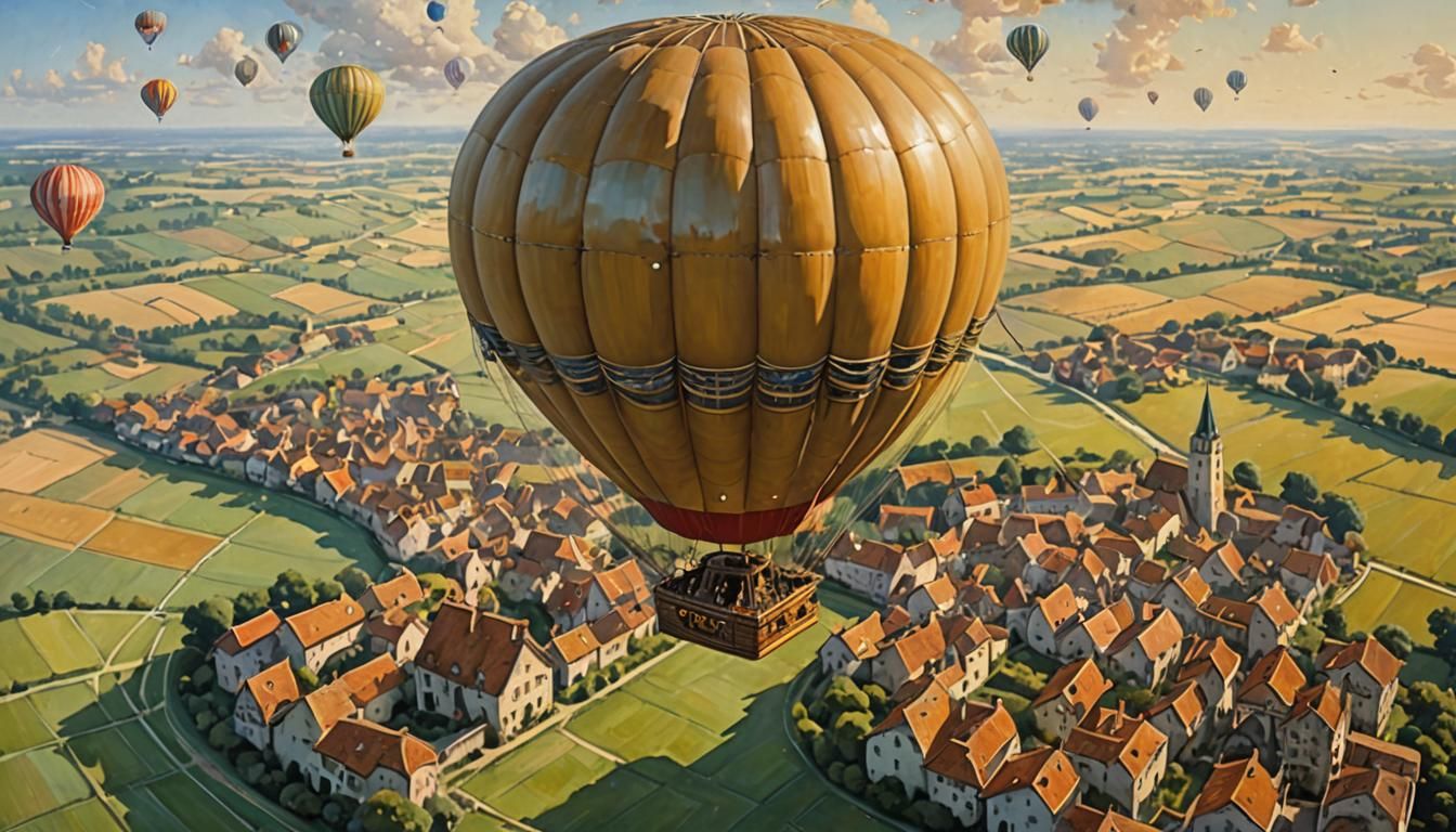 Airbus A380 Hot Air Balloon Ride: Oil Painting