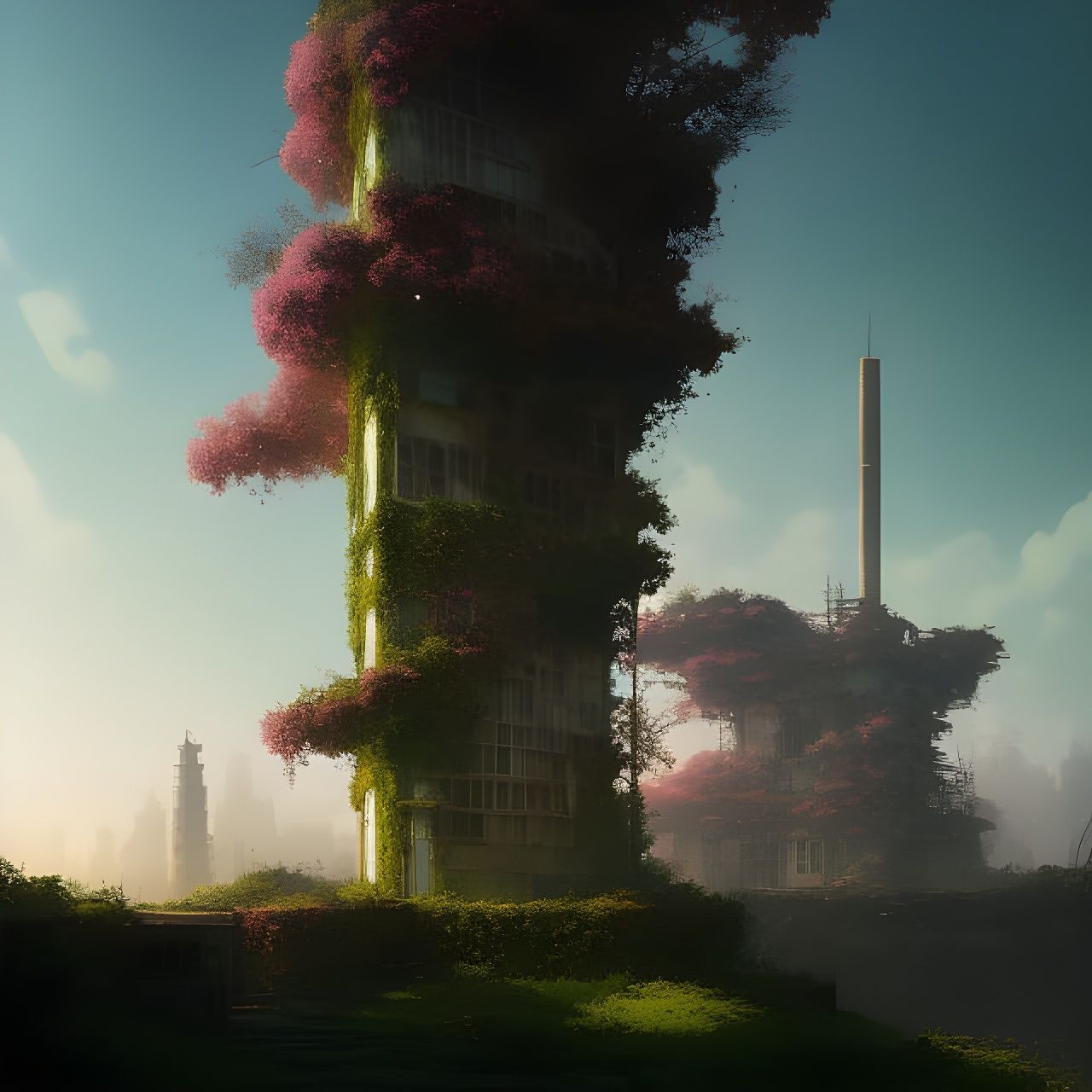 Post-Apocalyptic City Portrait in Anime Style