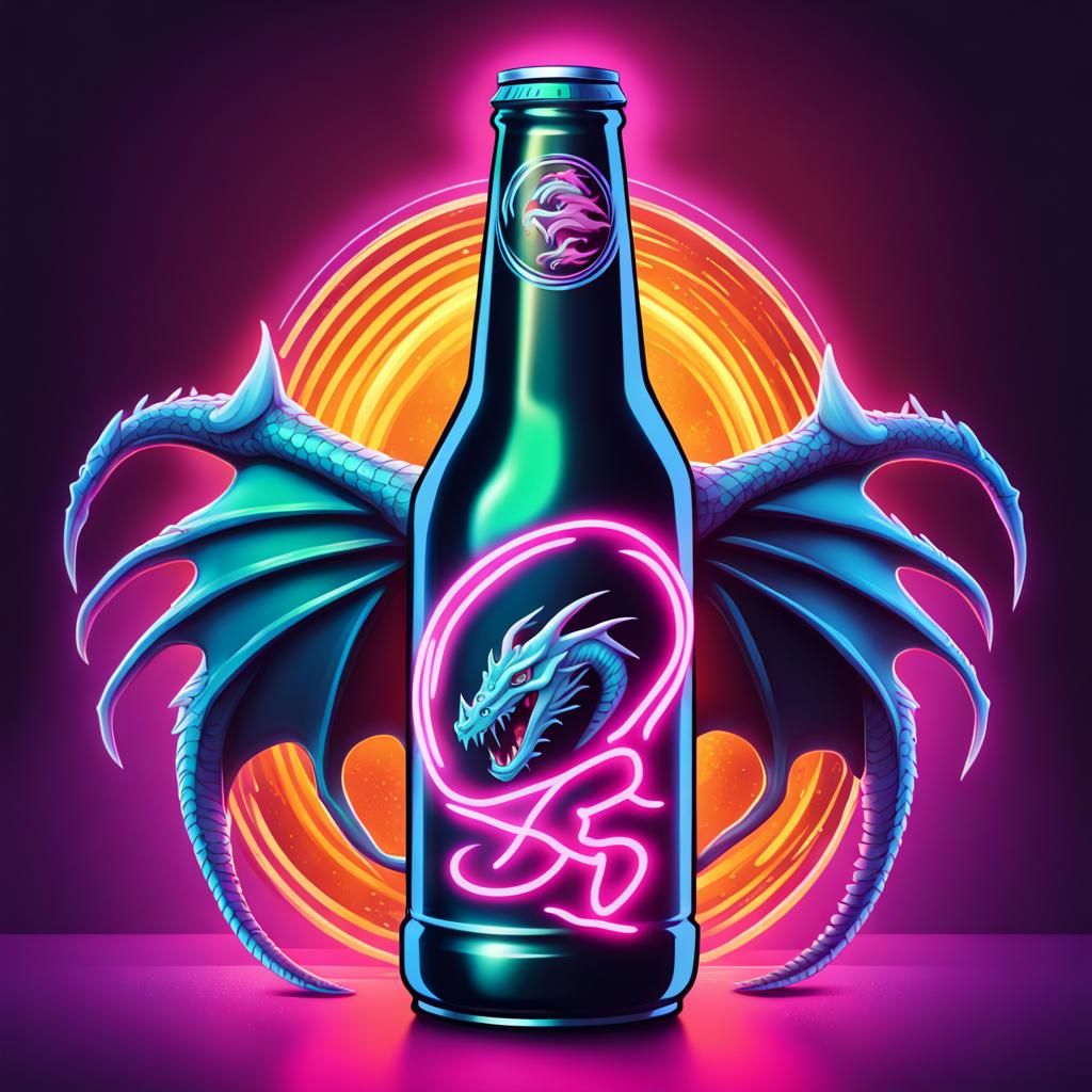 Dragon Claw Beer in Synthwave Neon Style