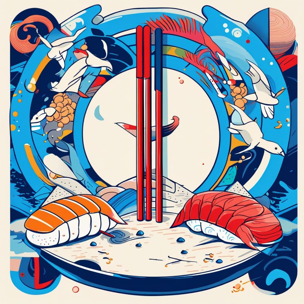 Sushi Pop Art with Intense Triadic Colors