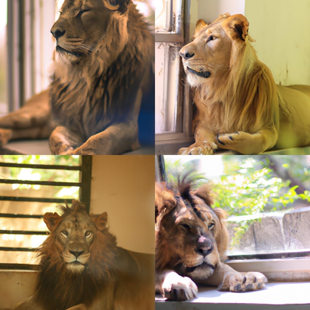 Lion on Windowsill: Professional Wildlife Photography