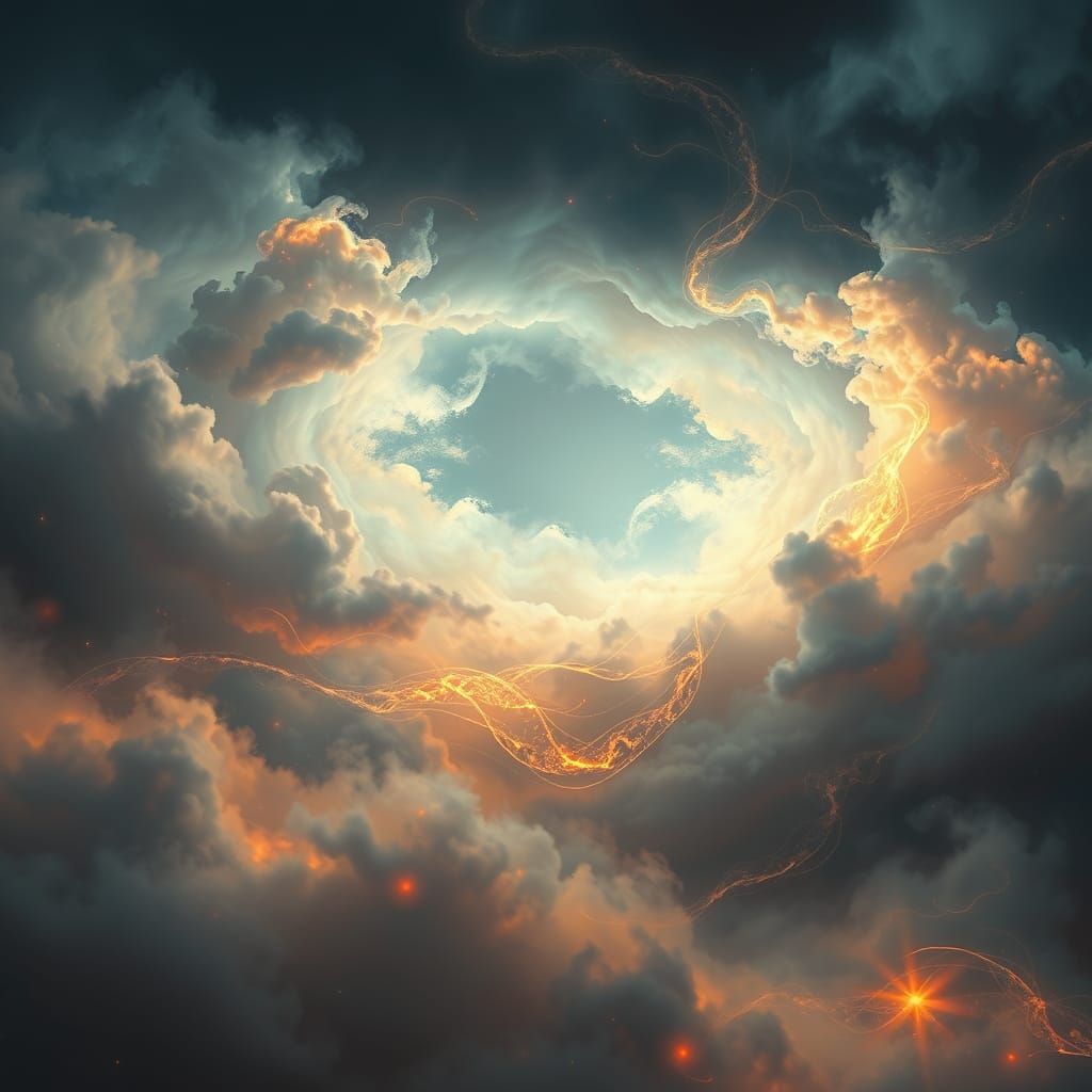 Luminescent Mist Dance in Stormy Vortex