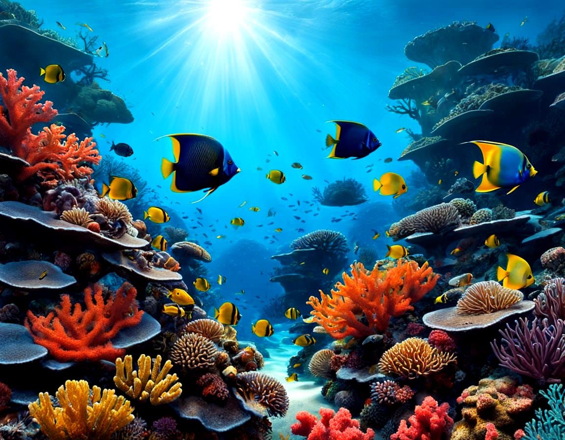 Vibrant Corals and Tropical Fish in Crystal Clear Waters