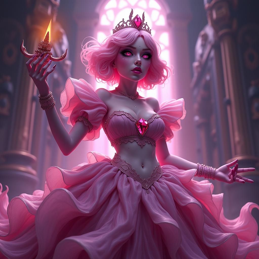 Eldritch Pink Diamond Deity in Dark Fantasy Style