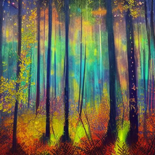 Mystical Jungle Night: Abstract Expressionist Phosphorescent...