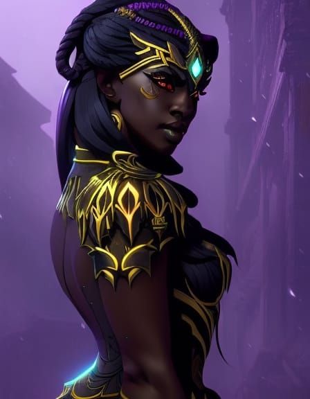 Cyberpunk Cambion Girl in Rainy Alley