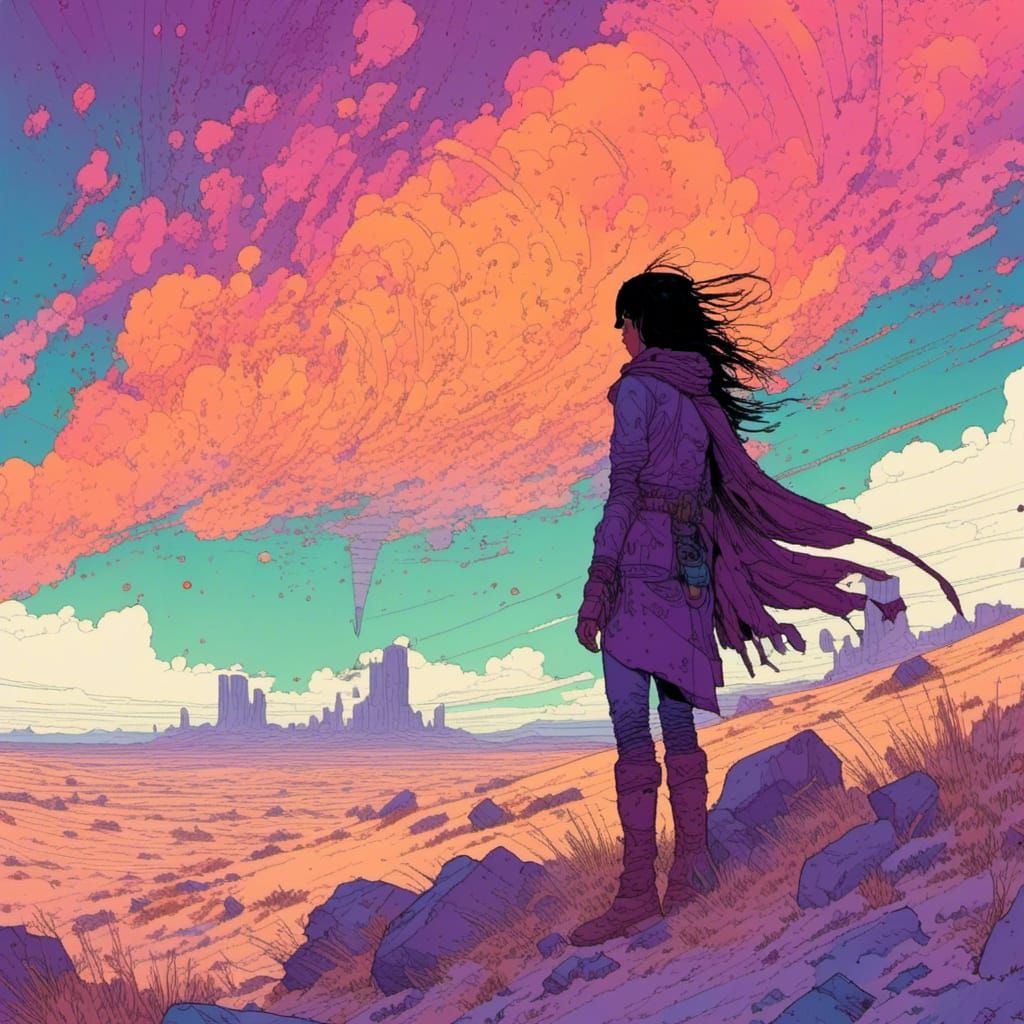 Celestial Symbols Over Ultraviolet Grasslands in Minimalist ...