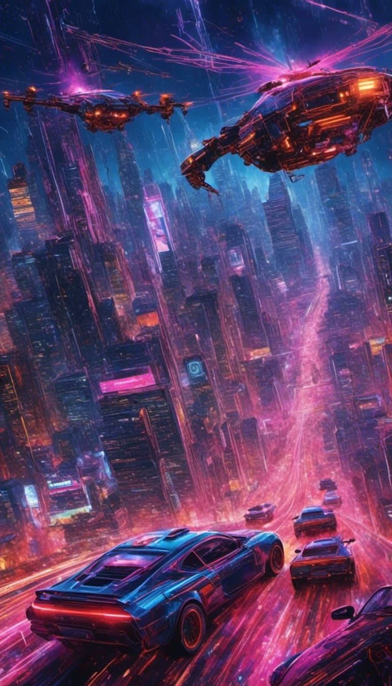Cyberpunk Police Chase in the City