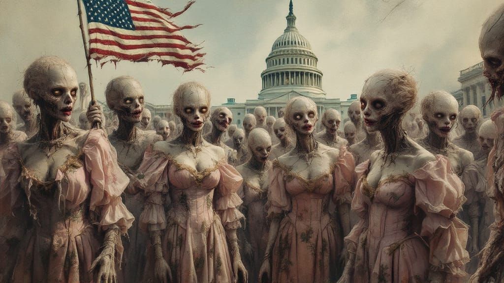 Ethereal Zombie Women Converge on the Capitol